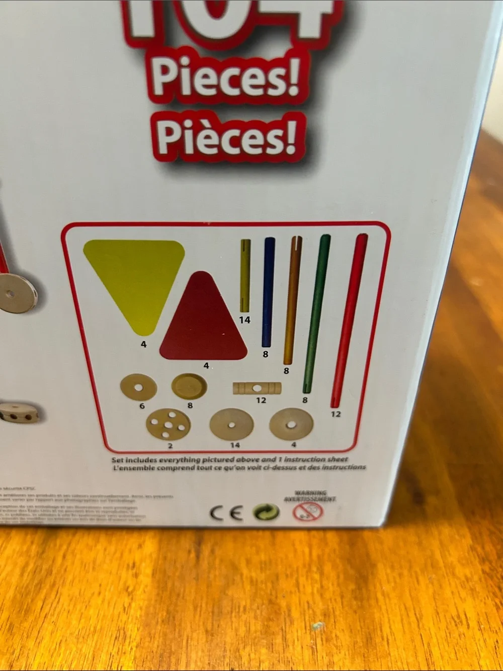 Ideal Fiddlestix Wood Building Set - Red, Green, Yellow, Blue 2014 (98 pieces)